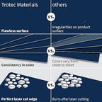 Trotec TroLase | 12"x24"x1/16", 4 Pcs | Light Blue/White | 2 Ply | Modified Acrylic | Laser Engraving Double Color Plastic Sheet | Engraving Blanks for Laser, Saw, Guillotine | Made in USA
