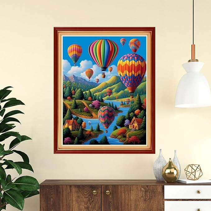 DMCVIVR Stamped Cross Stitch Kits for Adults Beginners Embroidery Kits 11CT Needlepoint Kits Cross Stitch Patterns Embroidery Patterns-Rainbow Hot Air Balloon 16x20 inch