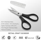 PAFASON Small Stainless Steel Precise Thread Yarn Fabric Detail Paper Cutting Scissor with Safety Cover for DIY Embroidery Quilting Sewing Knitting Crafting Cross Stitch Crochet