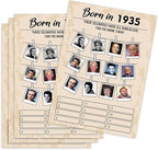 QUPT 1930s-themed Birthday Party Game Cards, Pack of 31 Cards for Adults, 5x7 Inches, Unisex, No Batteries Required