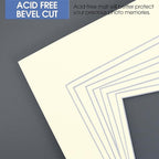 Golden State Art, 11x14 Double Mats for 8x10 - for Photos, Pictures, Frames - Acid-Free, 5 Pack, Ivory Over Ivory