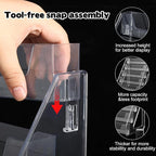 5 Tier Acrylic Card Display Stand(Tall Height), Clear Display Shelf Desktop for Trading Cards, Sports Cards, Greeting Card, Stickers & Brochures, Easy Clip-On Design