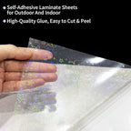 36 Sheets Holographic Sticker Paper,Holographic Laminate Sheets,A4 Size Clear Vinyl Sticker Sheets Self-Adhesive Rainbow Overlay Sheets,11.7 x 8.3 Inches（Five-Pointed Star）