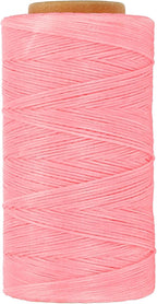 PATIKIL 284 Yard Flat Waxed Thread 150D 1mm Leather Sewing Cord for Repairing Shoes Bags Wallets Jewelry Making DIY Leather Craft, Pink