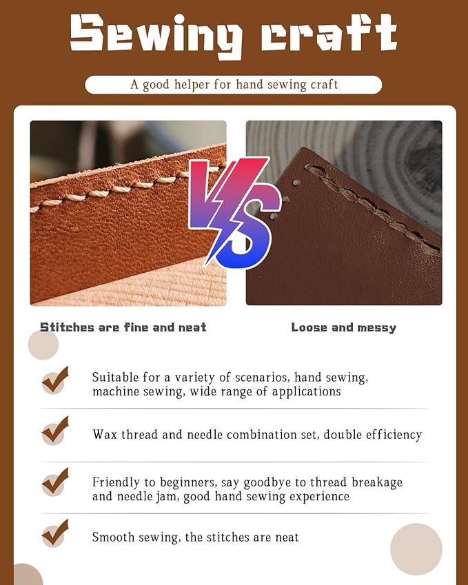 DIUDUS 218 Yards Waxed Leather Thread, Upholstery Thread Heavy Duty, Sewing Kit with Upholstery Needles, Wax String for Hand Sewing Repair Carpet Sofa Carseat Canvas (Dark Coffee)