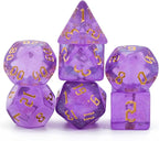 7-Die DND Dice Set Polyhedral Dice Set with a Leather Dice Bag, D&D Dice Set for Dungeons and Dragons, RPG Table Games (Purple/G)