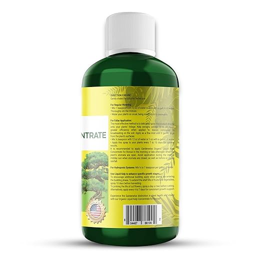 Organic Premium Seaweed Fertilizer for All Bonsai - Liquid Kelp Plant Food - Nutrient-Rich Liquid Plant Food & Soil Enhancer for Growth Control (16 OZ)
