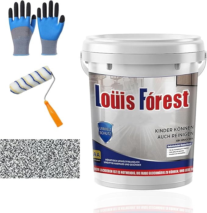 Louis Forest Epoxy Floor Paint, High-Gloss Marble Effect Coating, Epoxy Colored Sand Floor Paint, Wear-Resistant and Non-Slip for Indoor Outdoor (0.5KG-Sea gray)