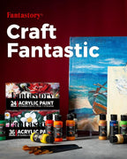 Fantastory Acrylic Paint Set 36 Classic Colors(2oz /60ml) with 12 Brushes, Professional Craft Thick Paints Kits for Adults, Canvas Wood Fabric Ceramic Rock Painting Supplies [Professional Series]