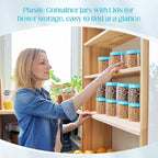 SATINIOR 12 Pack 16 oz Plastic Container Jars with Lids Round Clear Travel Cosmetic Container Slime Jars for Toiletries, Lotion, Cream, Ointments, Makeup, Rhinestone, Samples, Kitchen Storage(Blue)
