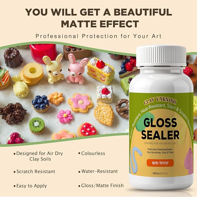 200ml Air Dry Clay Glaze, Air Dry Clay Varnish, Air Dry Clay Sealant, Clay Glaze for Airdry Clay, Varnish for Pottery&Acrylic Paint, Waterproof & Stain Resistant, Design for Air Dry Clay Pottery