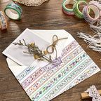 Washi Tape Set 10 Rolls, Embroidery Patterns Decorative Paper Sticker for Planner Scrapbook Journal DIY Arts Craft