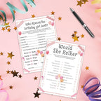 ALodr 20 Pcs Who Knows the Birthday Girl Best, Would She Rather Games for Girl Birthday Party, Funny Birthday Party Games, Double Sided, 5x7 Inches