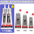 B7000 Adhesive Rhinestones Glue for Crafts, 2PCS 110ml / 3.7 fl oz with 5 Dotting Pen Tool, Wax Pencil and Tweezer, Jewelry Glue for DIY Craft, Makeup, Shoes, Jewelry Making, Nail Art