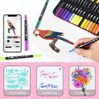 120 Colors Numbered Dual Tip Brush Pens with Free App, Fine and Brush Tips Pens for Adults and Kids, Coloring Markers for Coloring Book Bullet Journaling Note Taking Planner Hand Lettering
