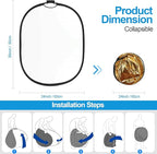 WELLMAKING 24'' x 36'' (60 x 90cm) Photography Reflector 5-in-1 Collapsible Light Reflector with Bag & tilt Adapter, Portable Light Reflector Photography Panel for Studio Video & Outdoor Lighting