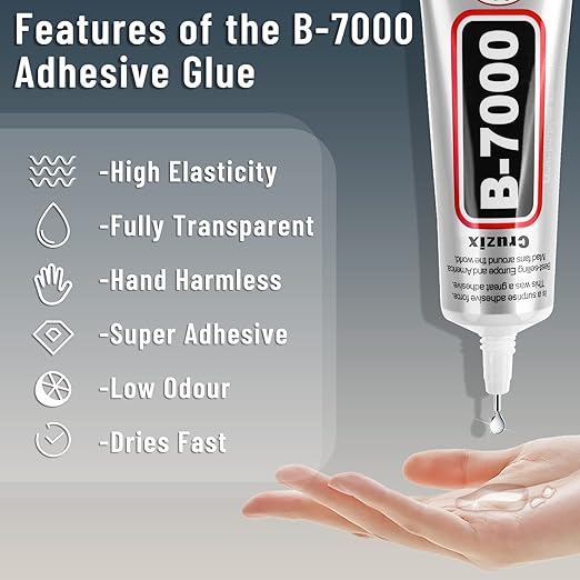 B-7000 Craft Glue for Jewelry Making, Multi-Function B-7000 Super Adhesive Glues Liquid Fusion Glue for Rhinestones Crafts, Clothes Shoes, Fabric, Jewelry Making, Cell Phones (3x25 ml/0.9 oz)