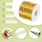 MECCANIXITY 18 Gauge Anodized Aluminum Craft Wire Bendable Bonsai Training Wire 492 Feet 1mm for Sculpting Crafts Wreath Floral Beading Jewelry Making, Gold Tone