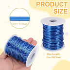uxcell 12 Gauge / 2mm Anodized Aluminum Wire for Jewelry Craft Making, 102 Feet Bendable Flexible Wire for DIY Home Decor Gardening Sculpture, Dark Blue