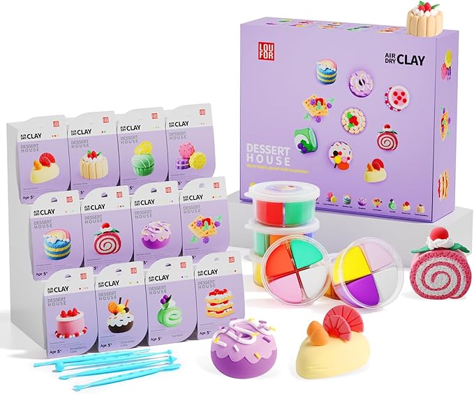 Air Dry Clay Kits - Modeling Clay for Kids, Ultra Light & Soft, Safe & Non-Toxic, DIY Air Dry Clays Kit with Sculpting Tools and Tutorials, Creatible Art Crafts Toys Gifts for Boys Girls