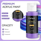 Acrylic Paint Set With 12 Brushes, 24 Colors (59ml, 2oz) Art Craft Paints for Adults Artists Beginners Painters, Canvas Halloween Pumpkin Ceramic Wood Rock Painting Art Supplies (Metallic)