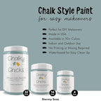 Chalky Chicks All-in-One Chalk Paint for Furniture or Cabinet - 16Fl Oz- Matte Finish Stormy Seas (Light Blue) for Metal, Wood Furniture Paint - No Sanding All-in-One for Home Decor & Crafts, USA Made