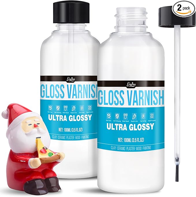 Air Dry Clay Varnish - 200ml Clay Glaze for Air Drying Clay, Gloss Varnish for Acrylic Painting, Pottery Glaze Clay Sealant to Prevent Scratches, Wear, Cracking - Non-Toxic, Enhance Color Vibrancy