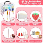 PAXCOO 276 Pack Embroidery Floss Thread Kit Including 210 Colors Cross Stitch Sewing Thread with 66 Pcs Embroidery Accessories and 4-Tier Transparent Embroidery Thread Storage Organizer Box