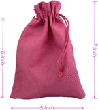 Palmhomee Pack of 25 Burlap Gift Bags with Drawstring Linen Jewelry Pouches Wedding Hessian Jute Bags for Birthday and Treat Pouches Party Wedding Favors Gift (5x7 Inch, Fuchsia)