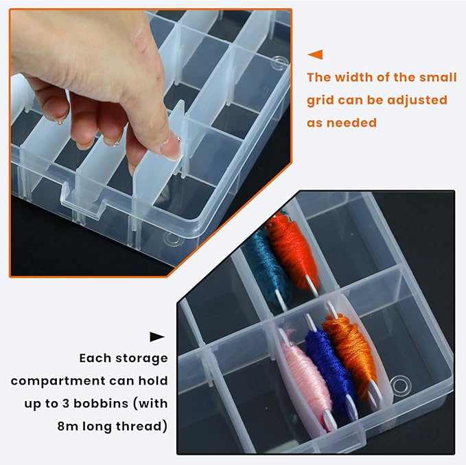 Embroidery Floss Thread Organizer Storage,Bobbin Winder,Embroidery Floss Bobbins Thread Holder,1 Removable 24 Compartments With 150 Floss Bobbins And Numbers Stickers For Craft DIY Sewing Bead Storage