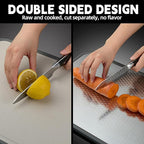 Cutting Board Double Sided,2 Pcs Vegetable Board With Sharpening Stone,Large Size+Small Size,Food Grade Stainless steel and Wheat straw PP Material,Eco-Friendly (11.8x15.6)