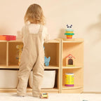 OOOK Wood Corner Cabinet, 2-Tier Toy Organizers and Storage, Montessori Shelf for Kids Room, Playroom, Nursery, Classroom, Kindergarten