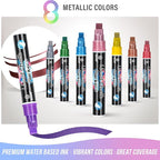 IJIANG Window Chalk Markers Washable, with 10mm Thick Tips for Chalkboard, Windows, Glass, Mirror, Auto, Poster, Bistro, Cars of DIY (10mm Metallic)