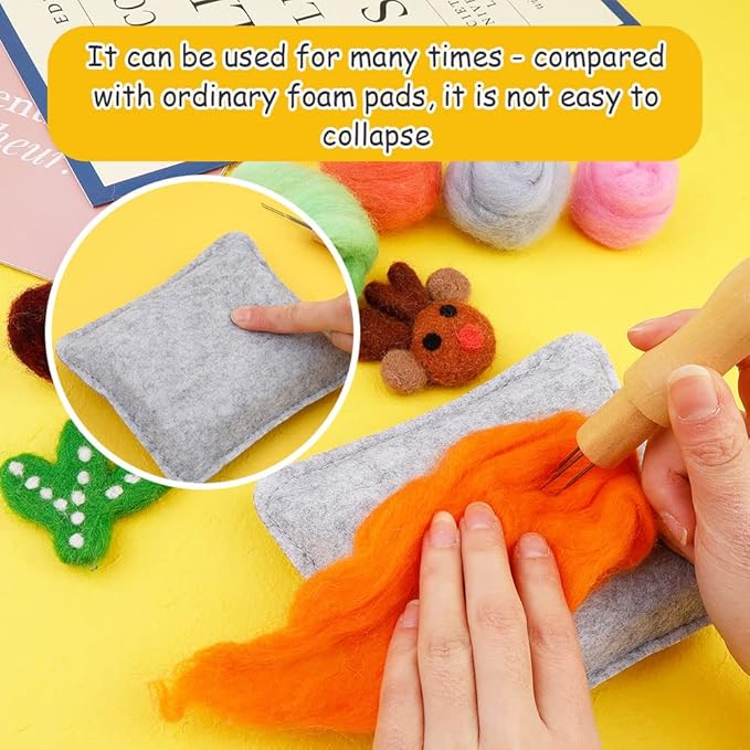 WONVOC Needle Felting Pad, Felting Kit, Needle Felting Mat and Felting Needles with Wooden Handle Holder,Needles Felting Tools for Wool Craft Project