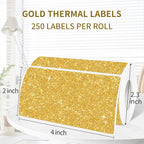 2" x 4" Glitter Gold Thermal Label Stickers,Waterproof Thermal Printer Sticker Labels for Gift Wrapping, Self-Adhesive Name Price Tag DIY Custom Logo Design (250 pcs,Silver)
