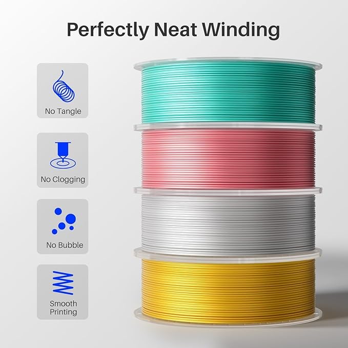 ELEGOO Silk PLA Filament 1.75mm Copper 1KG, 3D Printer Filament Dimensional Accuracy +/- 0.02mm, 1kg Spool(2.2lbs) Fits for Most FDM 3D Printers