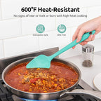 U-Taste Silicone Baking Spatula Set: 600ºF High Heat Resistant, Food Grade Flexible Rubber Kitchen Cooking Mixing Scraper, Food Grade Seamless Utensil for Nonstick Cookware Set of 3 (Multicolors)