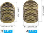 uxcell Sewing Thimble Finger Protector, 4 Pcs Metal Finger Shield Ring for Hand Sewing, Craft Accessories DIY Sewing Tools, Bronze, 2 Sizes
