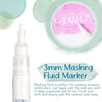2 Pcs Masking Fluid Pen for Watercolor Painting, Capacity with Applicator Tip, Masking Fluid Marker for Various Art Projects Watercolor Ink(White,3mm)