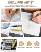 Nicpro 37PCS Gold Art Mechanical Pencil Set, 4PCS Metal Drafting Pencil 0.3/0.5/0.7/0.9 mm & 2PCS 2mm Lead Holder (6B 4B 2B HB 2H 4H) School Supplies for Sketching Drawing with 23 Tube Lead Refills