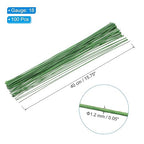 PATIKIL 18 Gauge 16" Floral Stem Wire, 100 Pcs Paper Wrapped Iron Artificial Flower Stem Accessories for DIY Bouquet Stem and Craft Decoration, Light Green