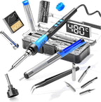 Soldering Iron Kit, 90W 110V LCD digital soldering gun，12-in-1 Soldering Iron Kit Tool，Temperature adjustable from 180-480°C，5 soldering tips，soldering wire，soldering paste，soldering pump