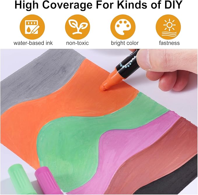 120 Colors Waterproof Dual Tip Acrylic Paint Pens, Dot & Fine Tip Premium Coloring Drawing Markers Set for Wood, Rock, Canvas, Glass, Ceramic Surfaces and DIY Crafts Making Art Supplies