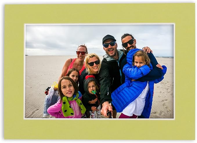 8x10 Mat Bevel Cut for 5.5x8.5 Photos - Acid Free Pistachio Green Precut Matboard With Backing Board and Crystal Clear, Self Seal Photo Mat Bag - For Pictures, Photos, Framing - 4-ply Thickness