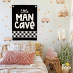 Boy Room Decor,Little Man Cave Sign for boys,Little Man Cave Linen Canvas Banner,Kids Room Wall Hanging Flag Banner, Adventure Nursery Sign for Baby and Kids, Playroom Wall Hanging Flag 18x25 Inch