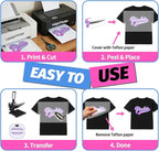 Lovein Pinkie Iron on Heat Transfer Paper for Dark T Shirts (20 Sheets 8.5x11", Dark Plus) Printable HTV Heat Transfer Vinyl for Inkjet & Laserjet Printer Iron on Transefers Paper for Dark Fabric