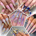 6 Bottles Holographic Nail Glitter Foils, Metallic Gold Silver Hot Pink Ultra-Thin Aluminum Foil Flakes for Nails, Resin Jewelry Making, Painting Art Nail Supplies DIY Manicure Charms Decorations