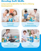 WhalesBot A1 Coding Toy for Kids, Building Block Robot, Fun STEM Toy with Magnetic Controller and Sensor Blocks, Screen-Free Coding with 3 Guide Books for Kids 3-6