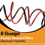 100FT 8 Gauge Wire Copper Clad Aluminum CCA Black/Red with 8ga lugs,60A Fuse Holder,Heat Shrink Tube - Battery Power/Ground Cable,Car Audio Speaker,RV Trailer Amp Wiring kit (50ft Each- Black/Red)