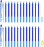 PATIKIL 2Pcs Erasable Gel Pens with 50 Refills & 2 Erasers, 0.5mm Heat Erasable Pens for Fabric Blue Ink Fabric Marking Pen for Sewing Quilting Planner Writing